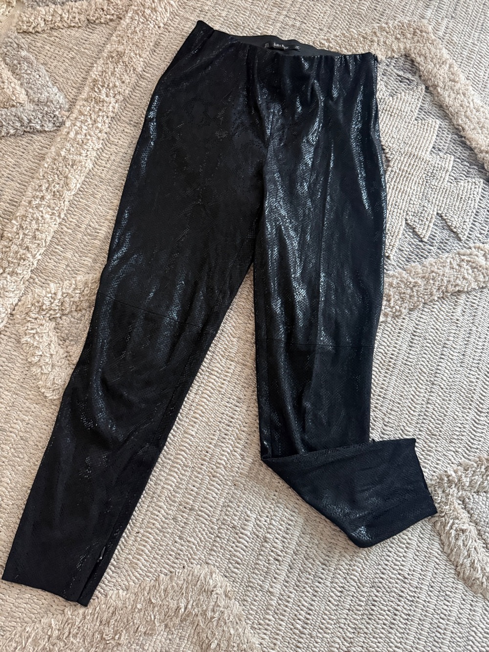 Zara Black Snake Print Shiny Pants